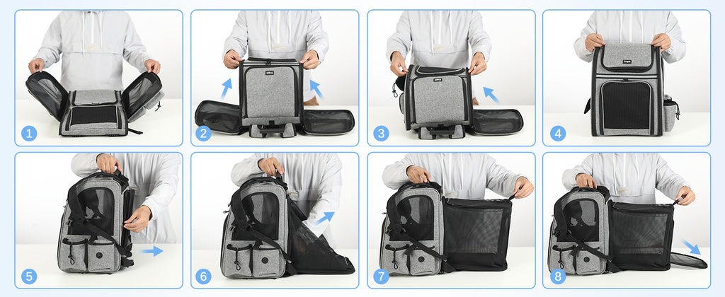 Sac à dos de transport respirant pour chien et chat – Pliable avec fenêtre