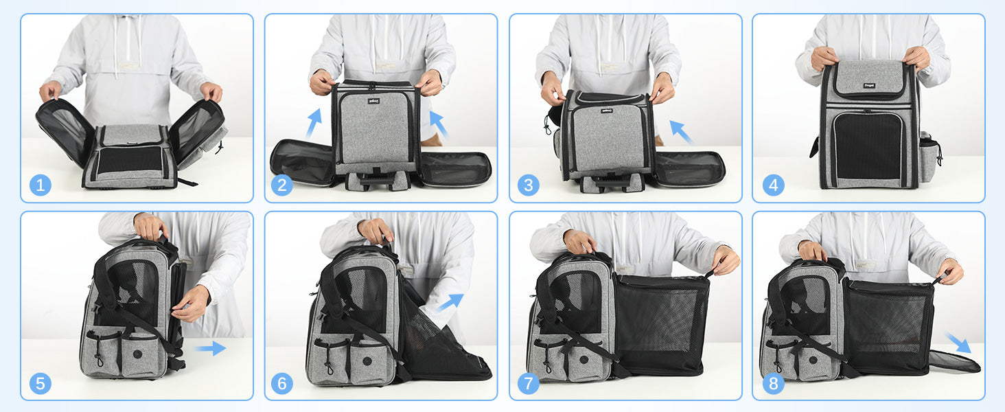 Sac à dos de transport respirant pour chien et chat – Pliable avec fenêtre