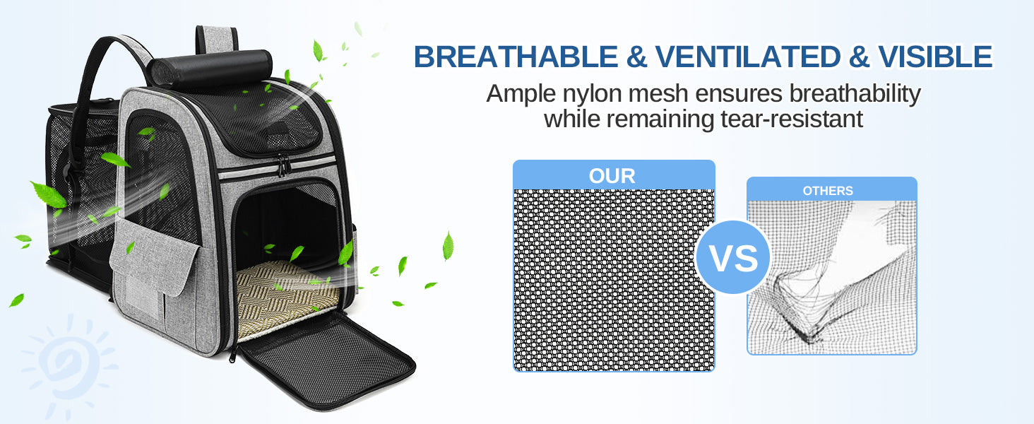Sac à dos de transport respirant pour chien et chat – Pliable avec fenêtre
