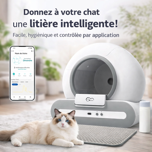 Bac à Litière Autonettoyant DOEL 65L pour Chats – Contrôle via Application