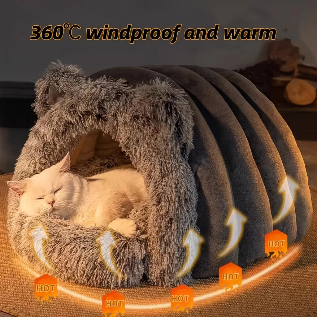 Lit d’Hiver Chaud et Confortable pour Chats et Petits Chiens