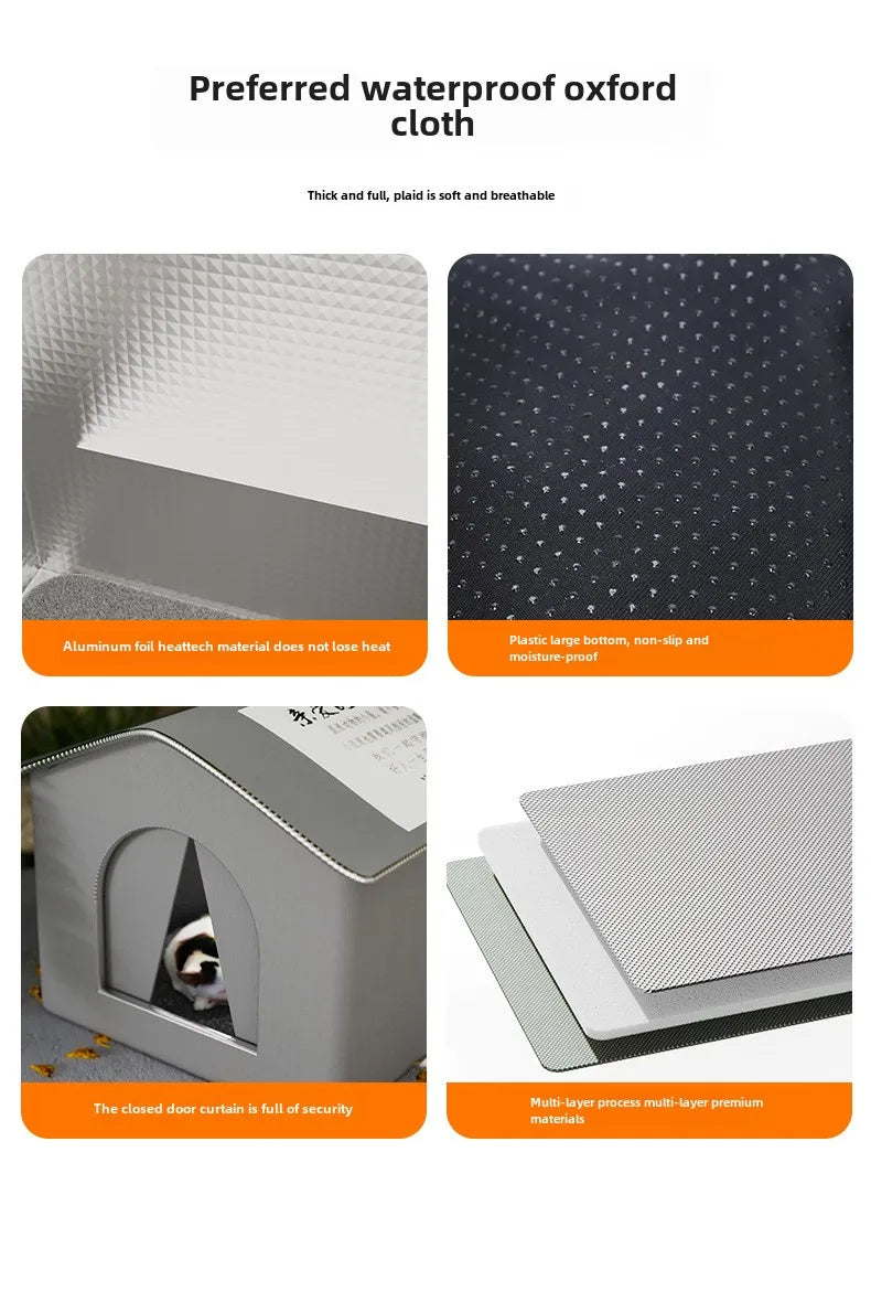 Maison extérieure imperméable pour chien et chat – Abri chaud et pliable