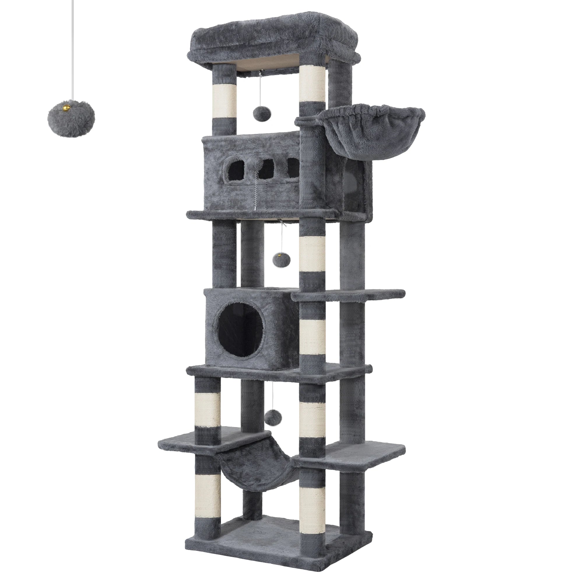 Arbre à Chat Grand Format 170 cm – Griffoir Multi-Niveaux avec Plateformes