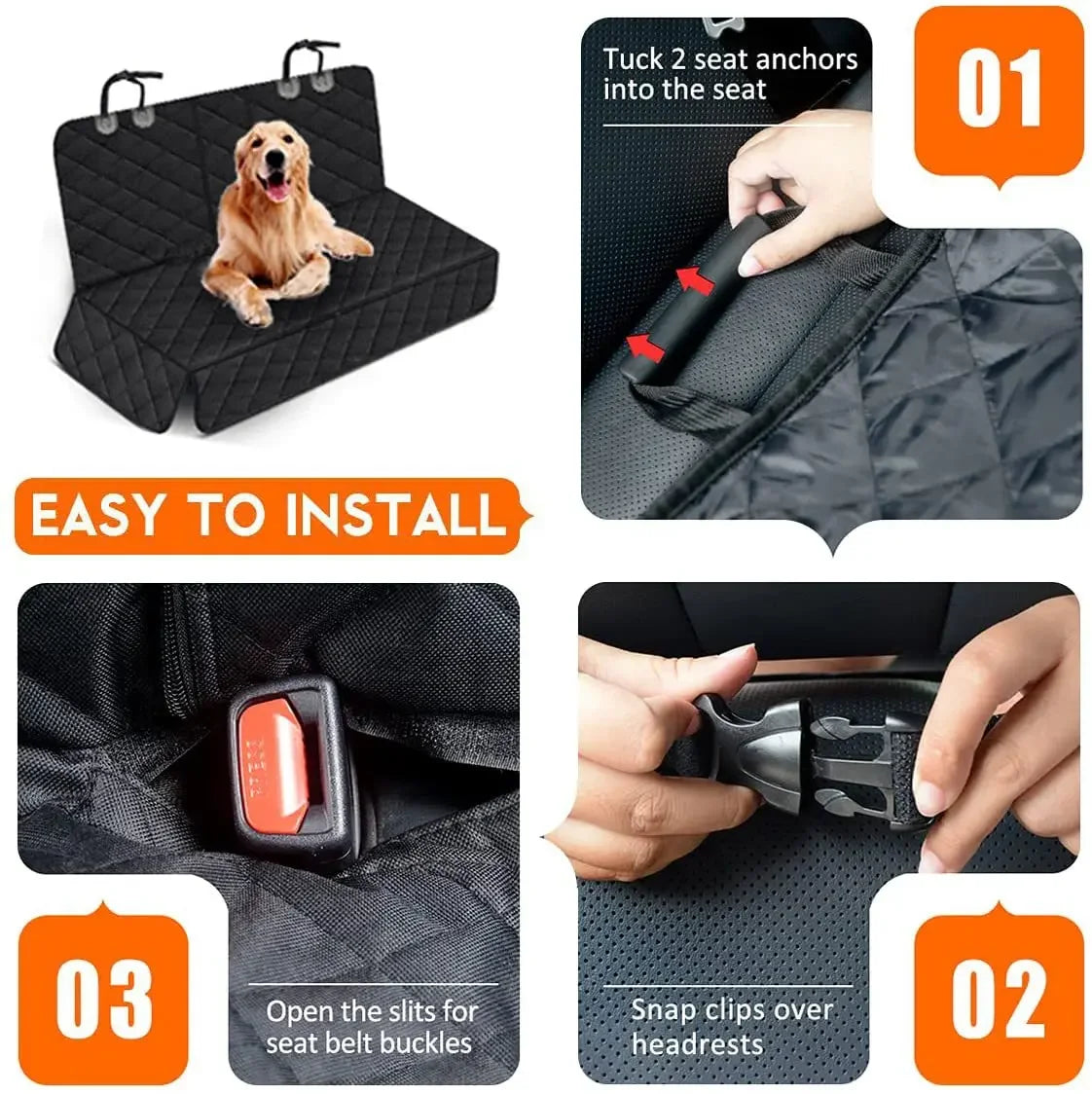 Housse de Protection Imperméable pour Siège Arrière – Voiture pour Chiens