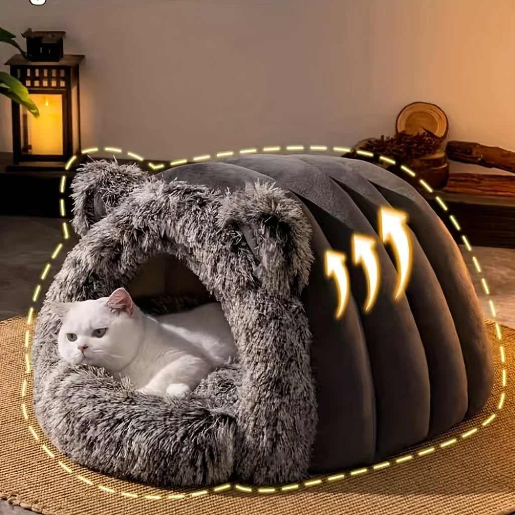 Lit d’Hiver Chaud et Confortable pour Chats et Petits Chiens