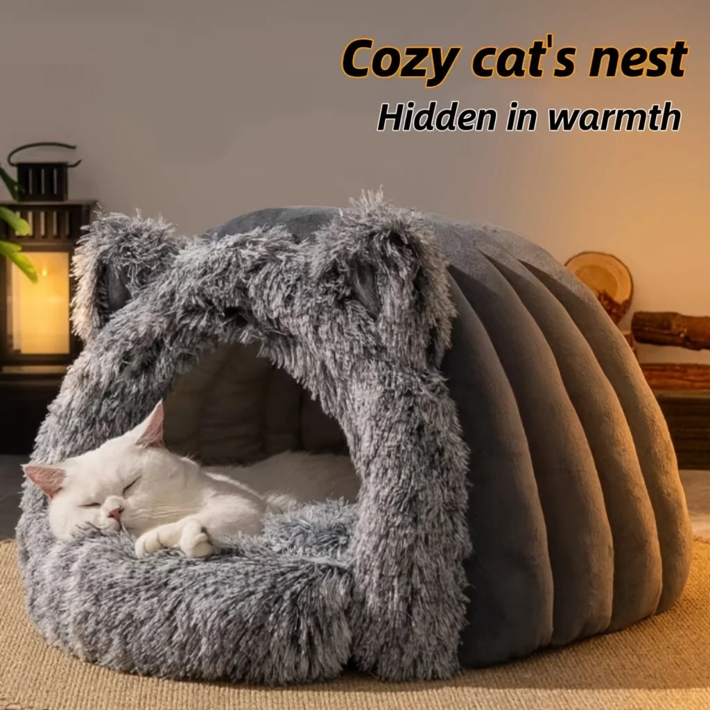 Lit d’Hiver Chaud et Confortable pour Chats et Petits Chiens